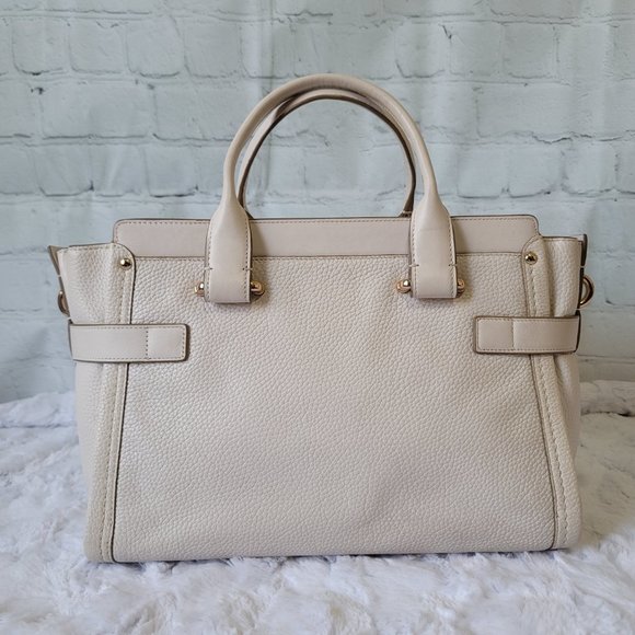 COACH Swagger Carryall Pebbled White Leather Top Handle Bag Gold - Picture 4 of 13